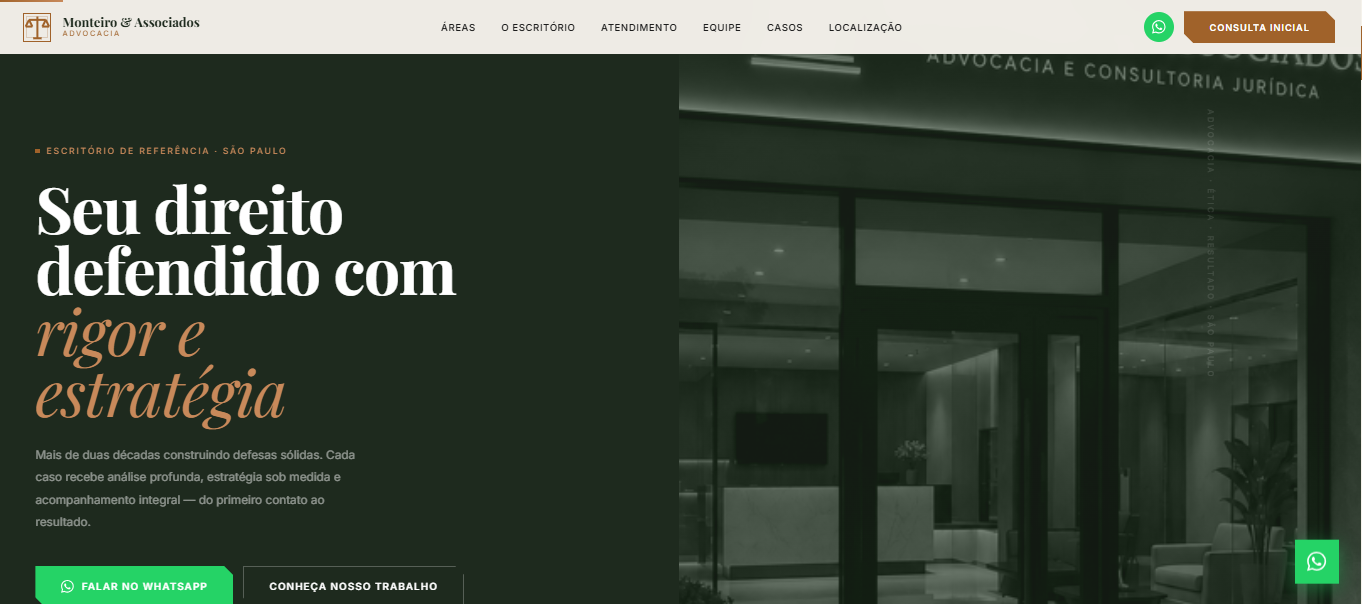 Exemplo de site para advocacia