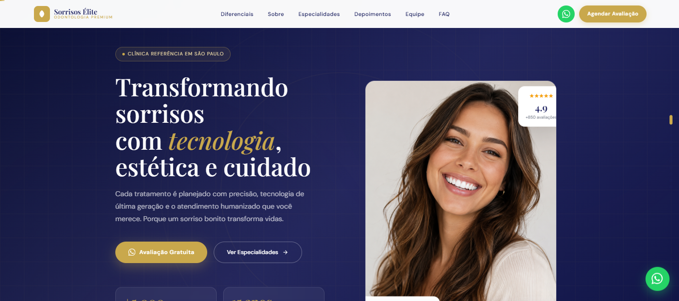 Exemplo de site para clínica odontológica